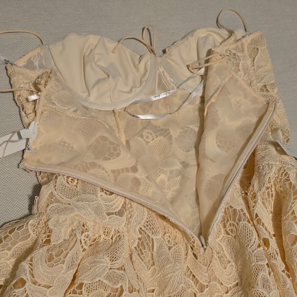For Love & Lemons Coco Lace Mini Dress Cream XL NWT Underwire Scalloped Cocktail - Picture 12 of 14
